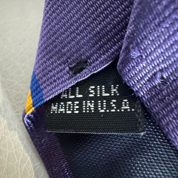 100% Silk Designer Purple Blue and Gold Neck Tie - Colours by Alexander Julian - Picture 2 of 3